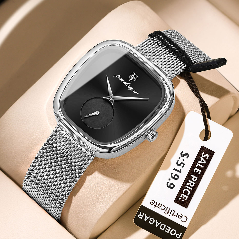 Miniatura: Relógio Feminino de Luxo POEDAGAR - Pulseira em Aço Inoxidável à Prova d'Água