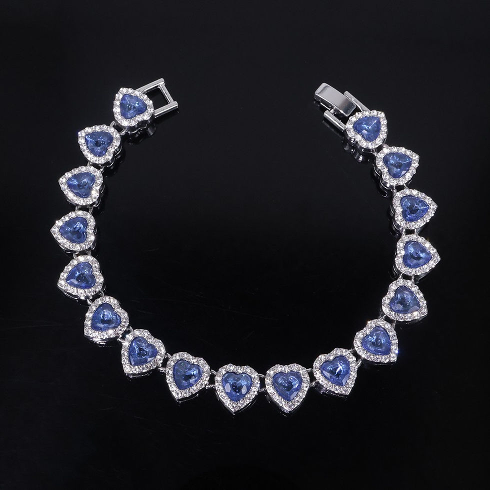 Thumbnail: Luxurious Heart Type Rhinestone Hop Tennis Chain Bracelet and Necklace for Women