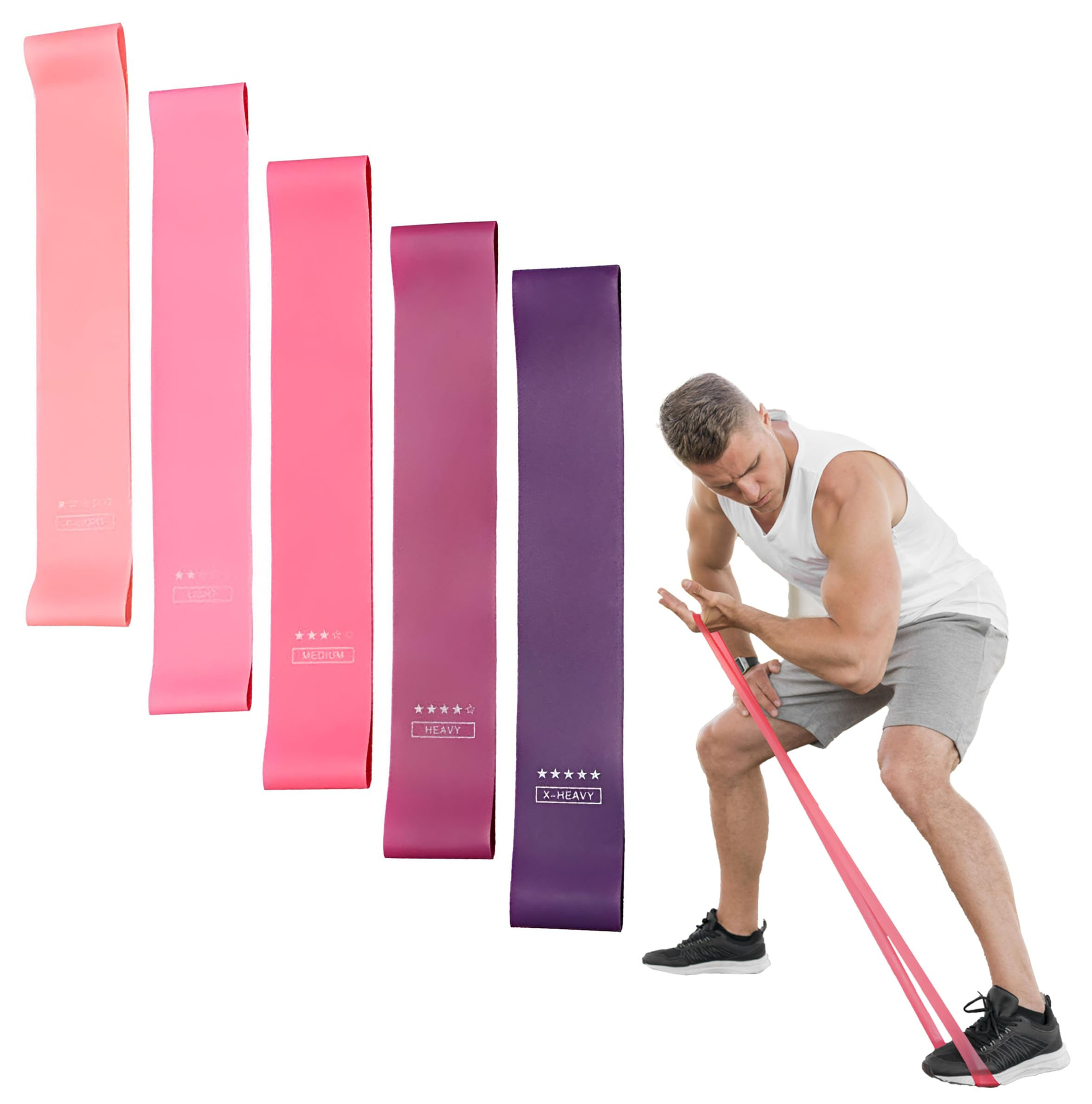 5Pcs Resistance Bands Set Fitness Elastic Loop Bands Yoga Pilates Exercise Stret