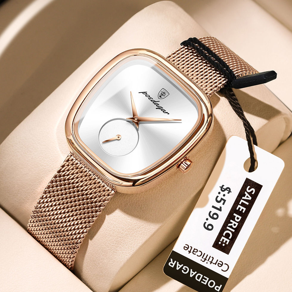 Miniatura: Relógio Feminino de Luxo POEDAGAR - Pulseira em Aço Inoxidável à Prova d'Água