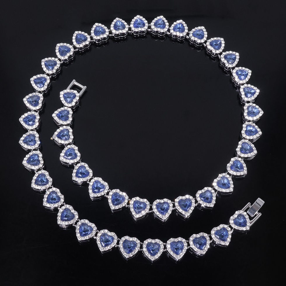 Thumbnail: Luxurious Heart Type Rhinestone Hop Tennis Chain Bracelet and Necklace for Women