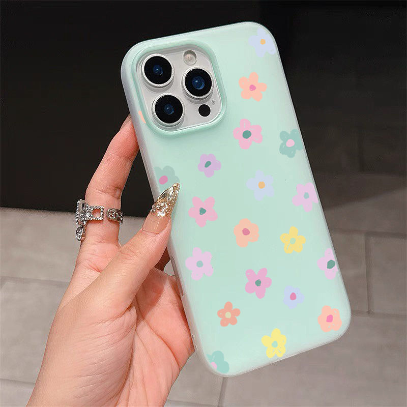 Miniatura: Capinha Floral Colorida Estilo Coreano para Diversos iPhones
