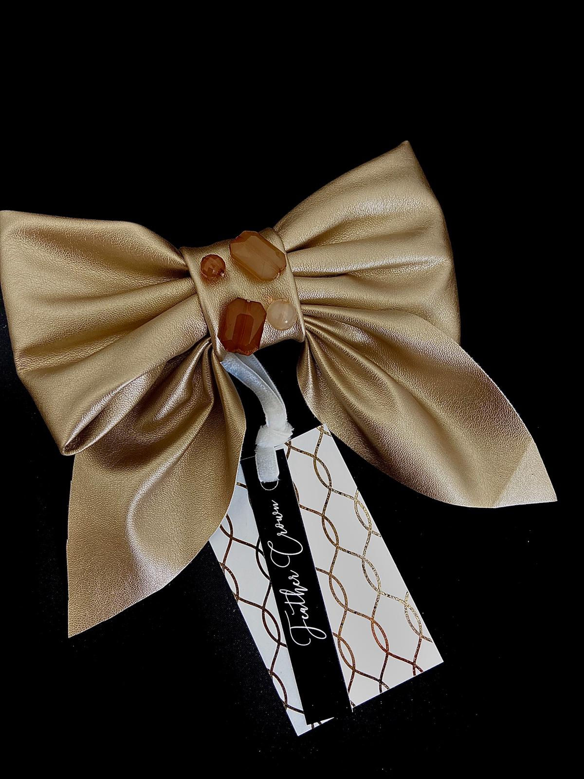 FERMAGLIO FIOCCO ECO PELLE GOLD