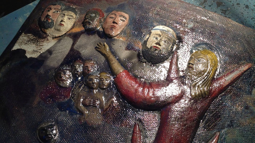 Fonte battesimale della chiesa di San Giuseppe di Nuoro Formelle in ceramica Raku 27