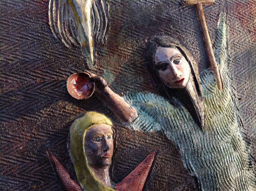 Fonte battesimale della chiesa di San Giuseppe di Nuoro Formelle in ceramica Raku 29