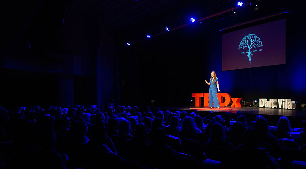 Ruth Ramsay on stage at TEDx Dalt Villa