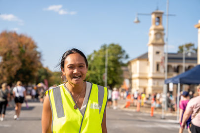 Smiling Volunteer Golden Horseshoes Festival