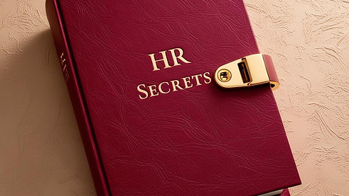 Ik wil een bordaux rood boekje met gouden slot. HR Secrets moet de titel zijn, het boekje 