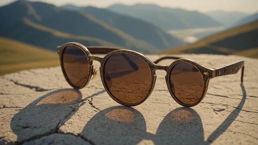 Close-up view of a pair of ancient-style sunglasses
