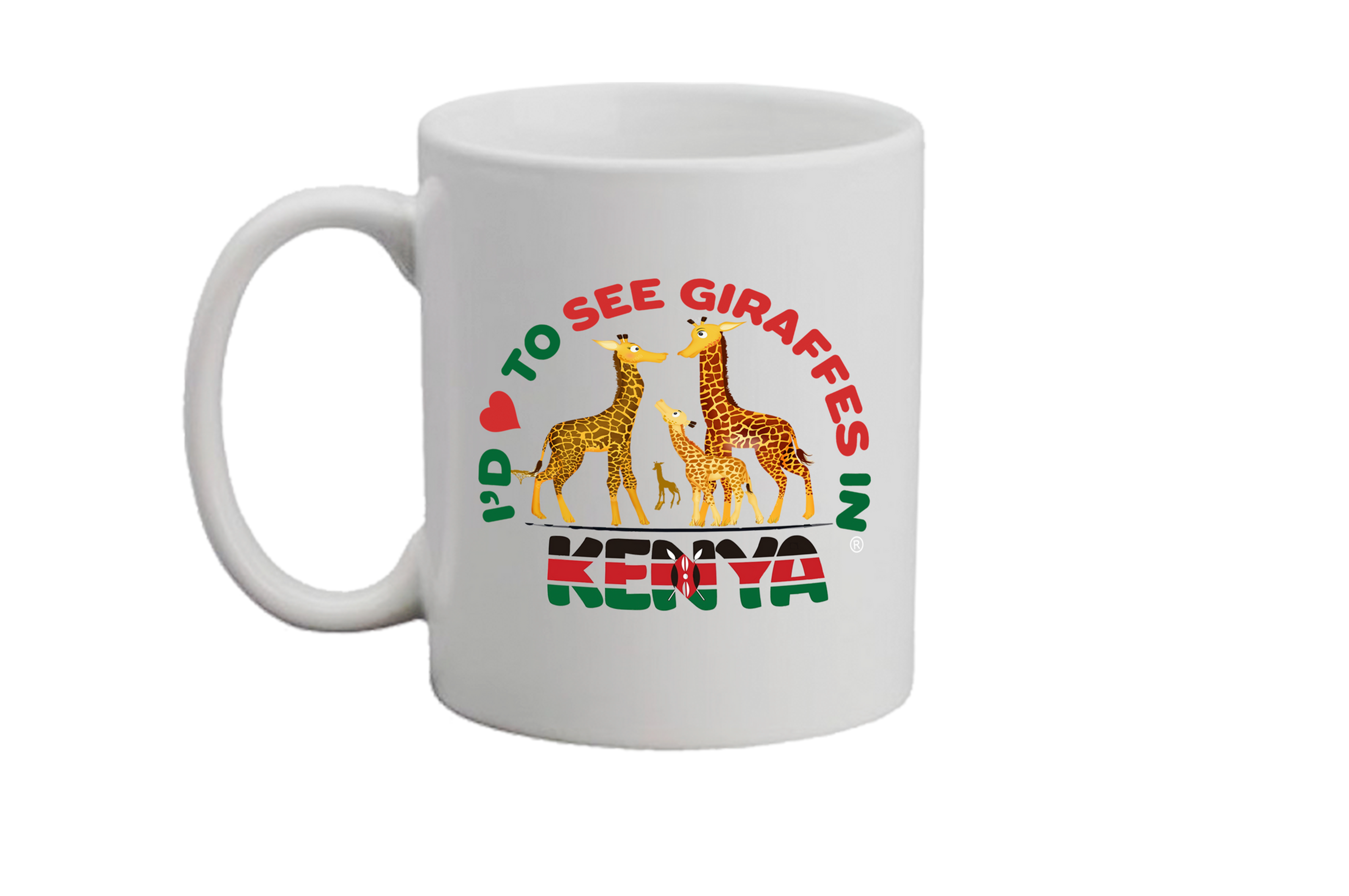 Mug Girafe au Kenya Blanc
