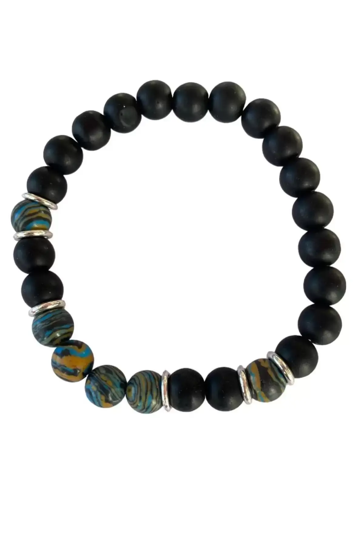 Black and gray men’s beaded bracelet in Abuja.