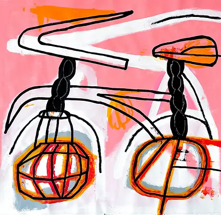 An Abstract Work with Bike By Primitive RE Colonna Contemporary Art in Wayne PA