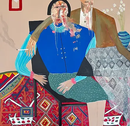 A Folk Painting by Saniye Ozbek at Colonna Contemporary Art in Wayne PA