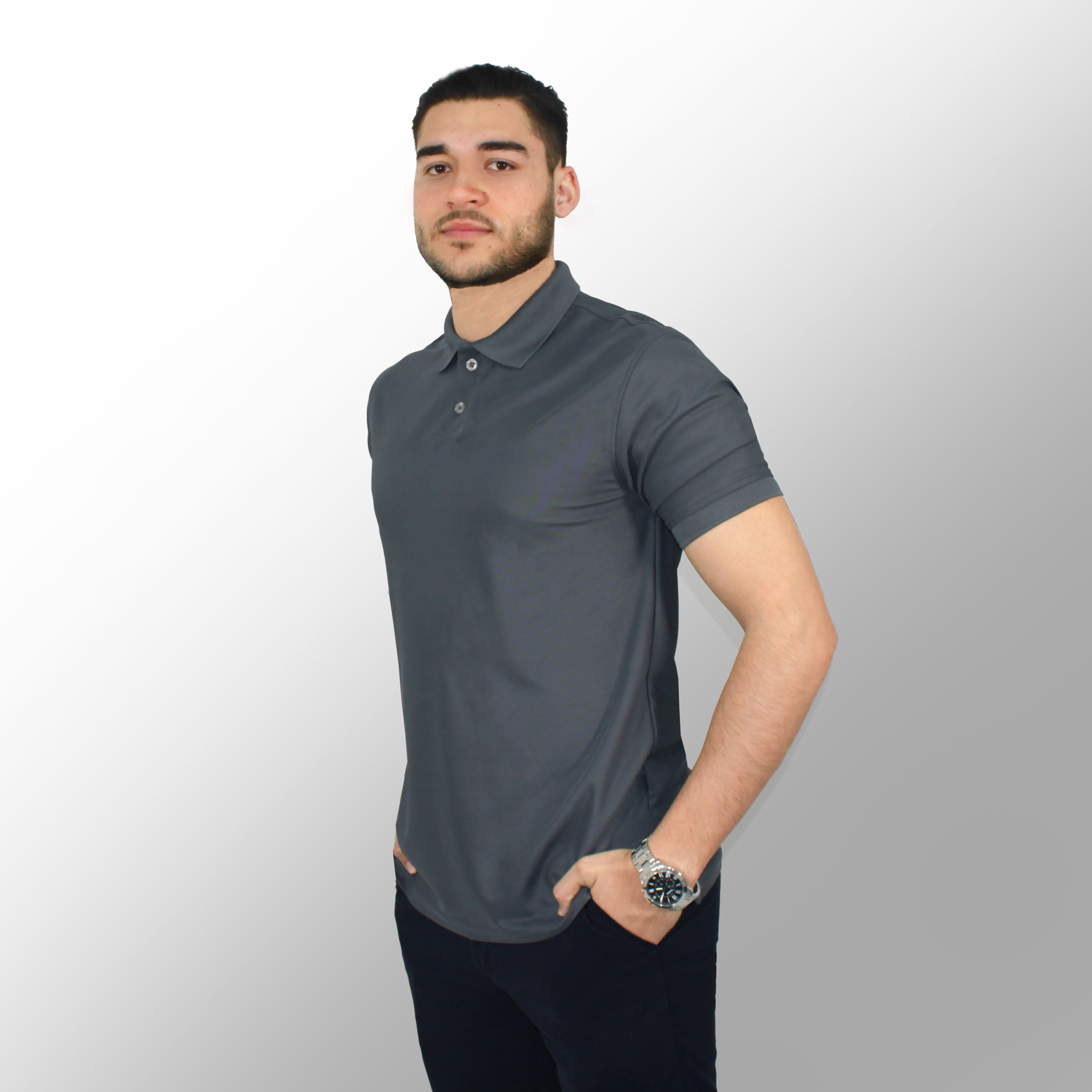 Playera Polo Dryfresh Gris Acero