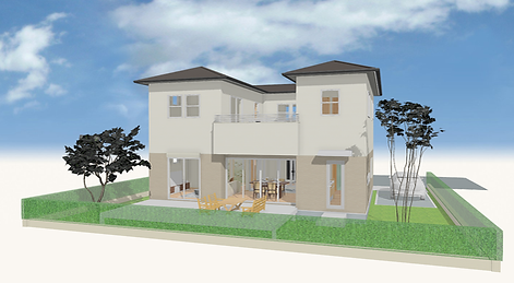 敷地の広さを活かし、中心に中庭を設けた個性的な4LDKの間取り