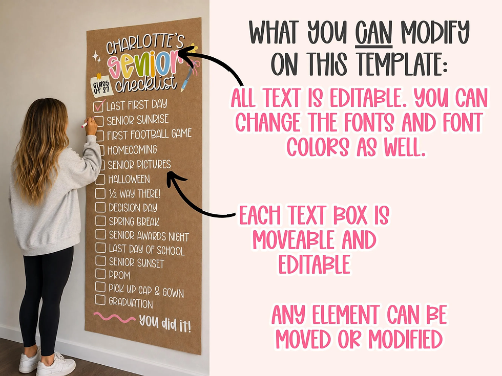 Thumbnail: Editable 6x2 Senior Checklist Banner Template