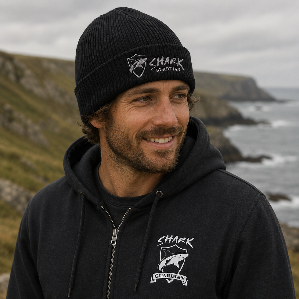 Thumbnail: Organic Shark Guardian Cotton Beanie | Black