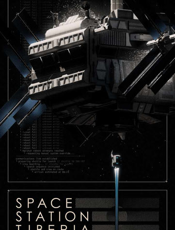 Raumstation auf schwarzem Hintergrund
