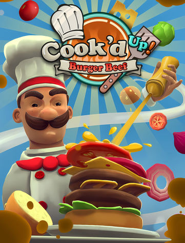 Chefkoch macht einen Burger im Comic stil