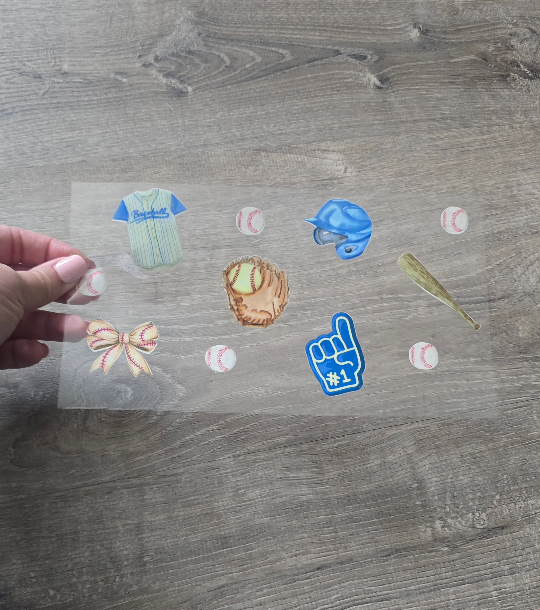 Blue Watercolor Baseball UV DTF Cup Wrap