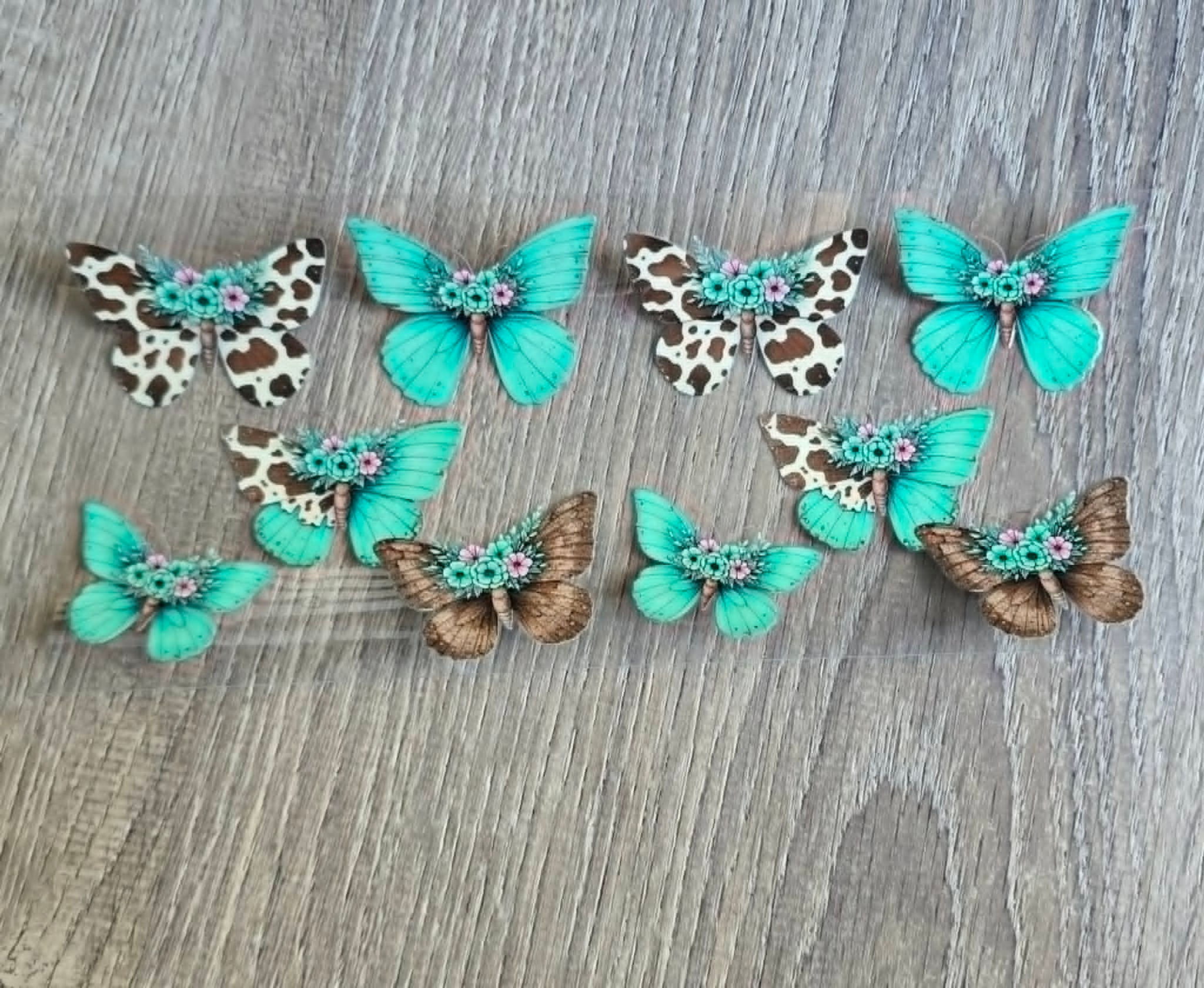 Teal Butterflies 3 UVDTF Cup Wrap