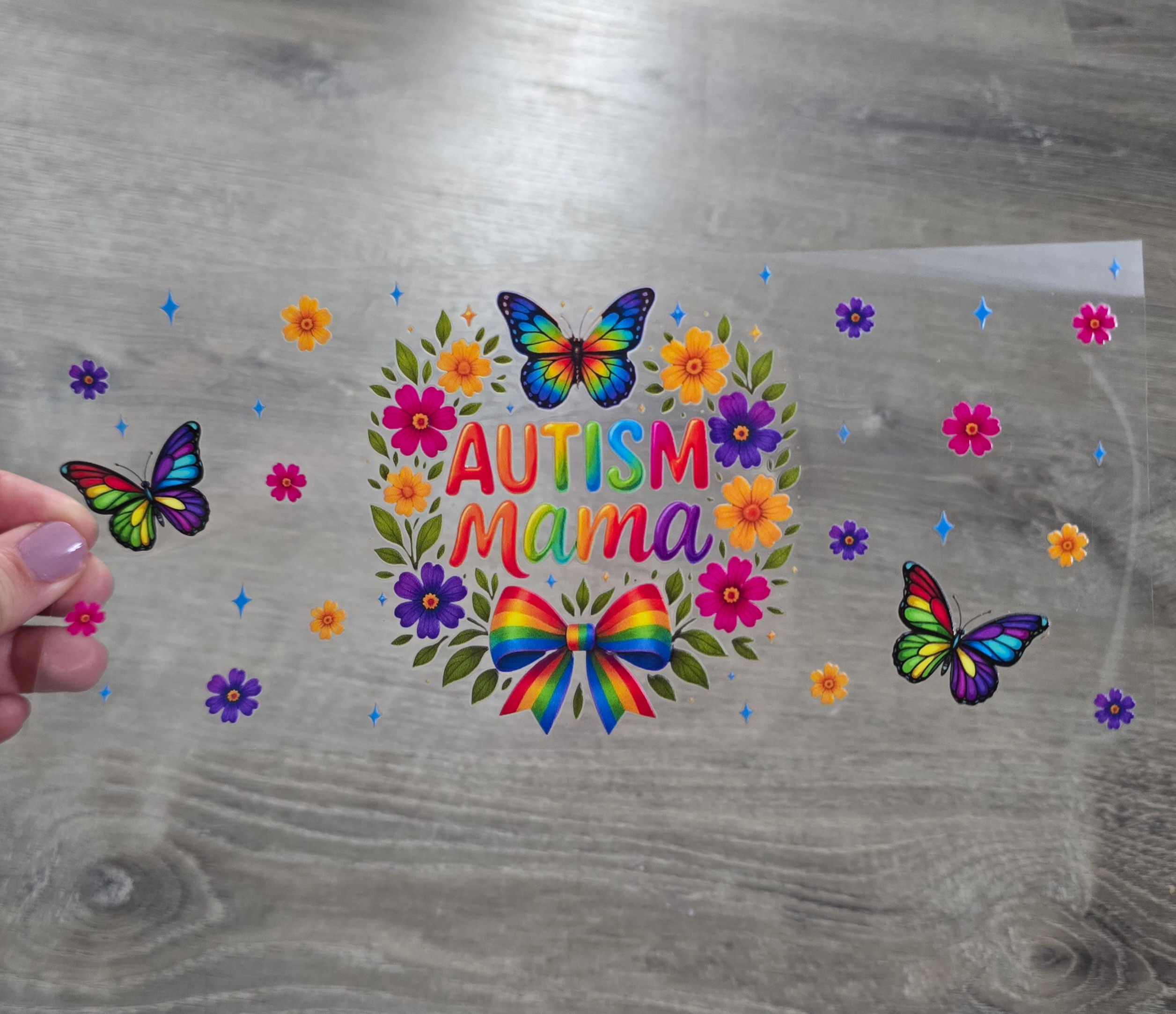 Autism Mama Butterfly UVDTF Cup Wrap
