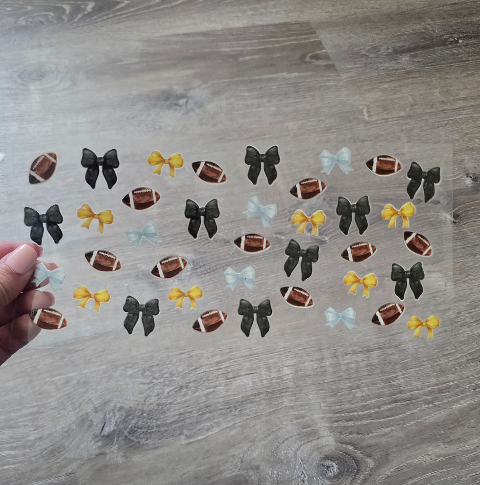 Black and Yellow Football Bows UV DTF Cup Wrap