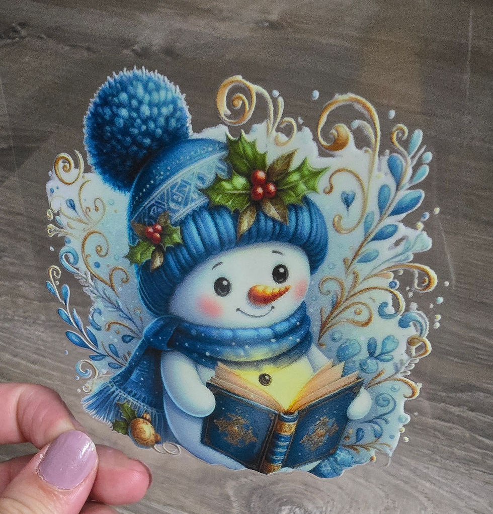 Reading Snowman UV DTF Decal