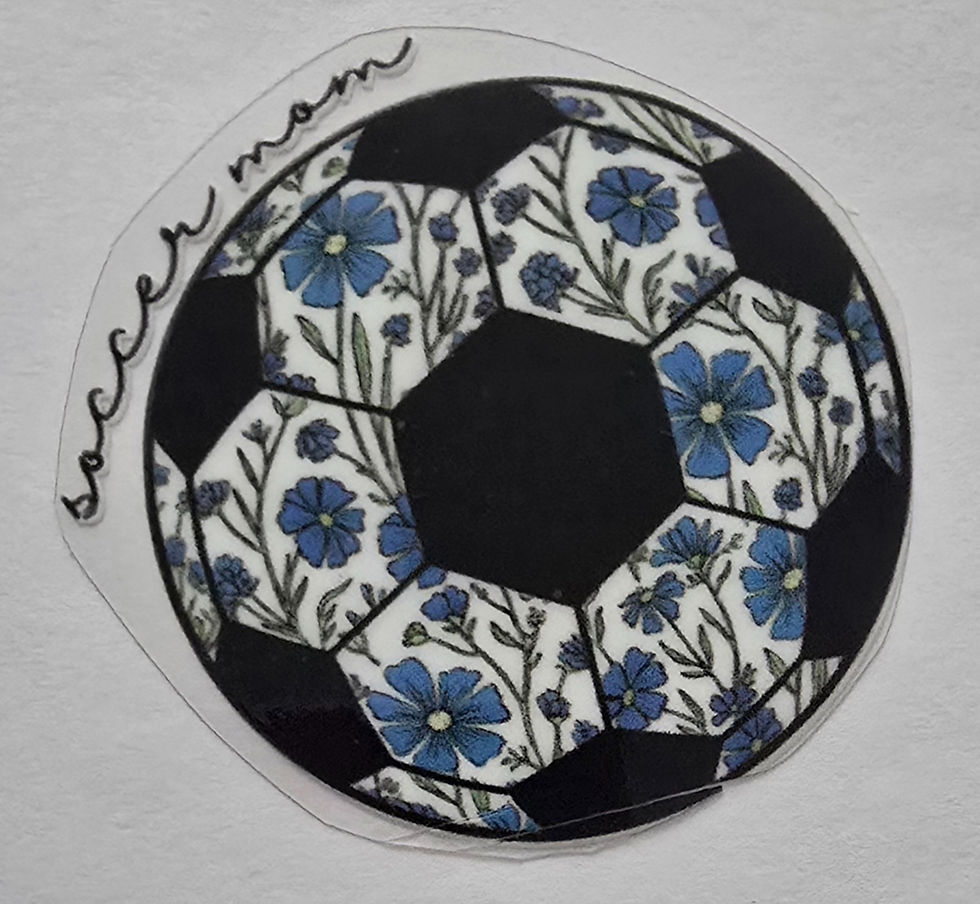 Blue Floral Soccer Mom UV DTF Decal