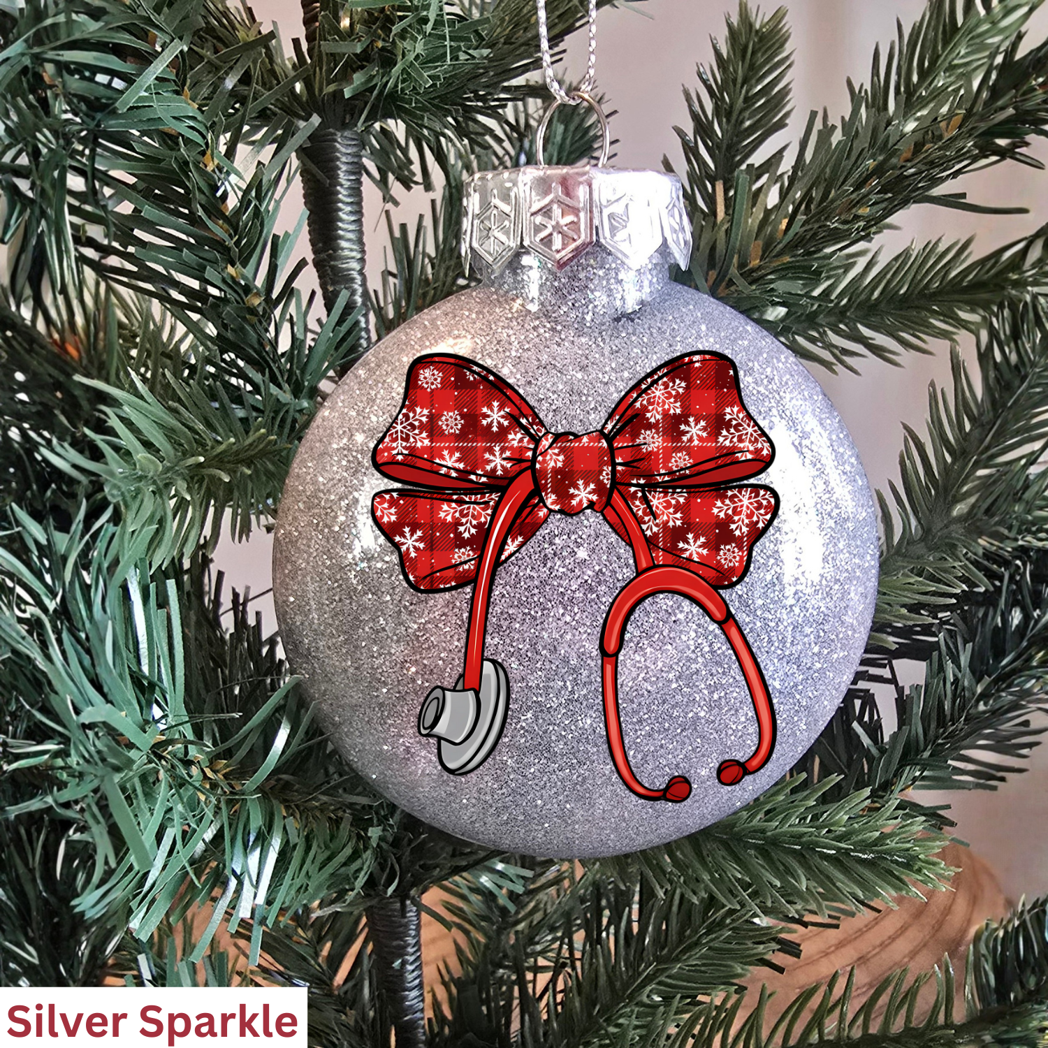 Nurse Stethoscope Bow Ornament