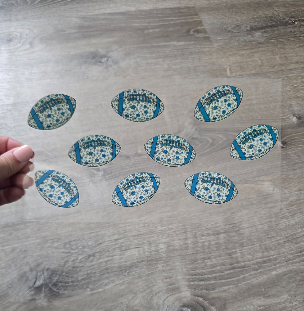 Blue Floral Football UV DTF Cup Wrap