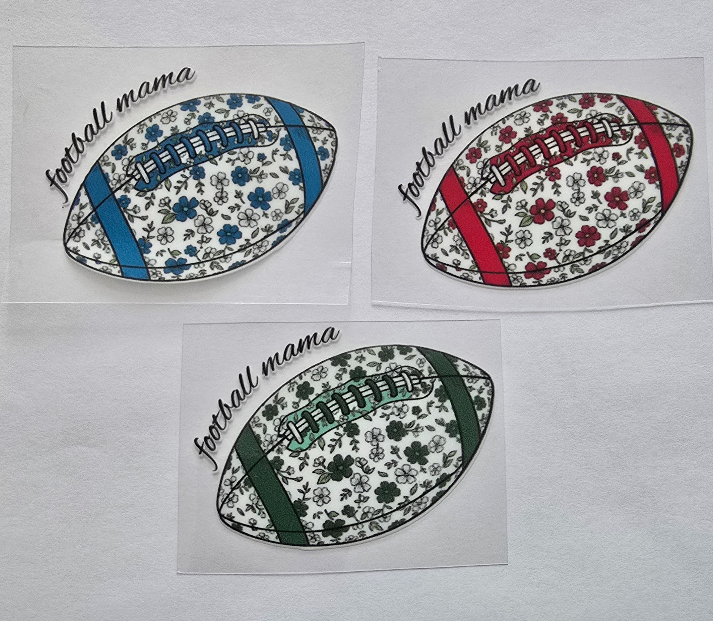 "football mama" Floral Football UV DTF Decal