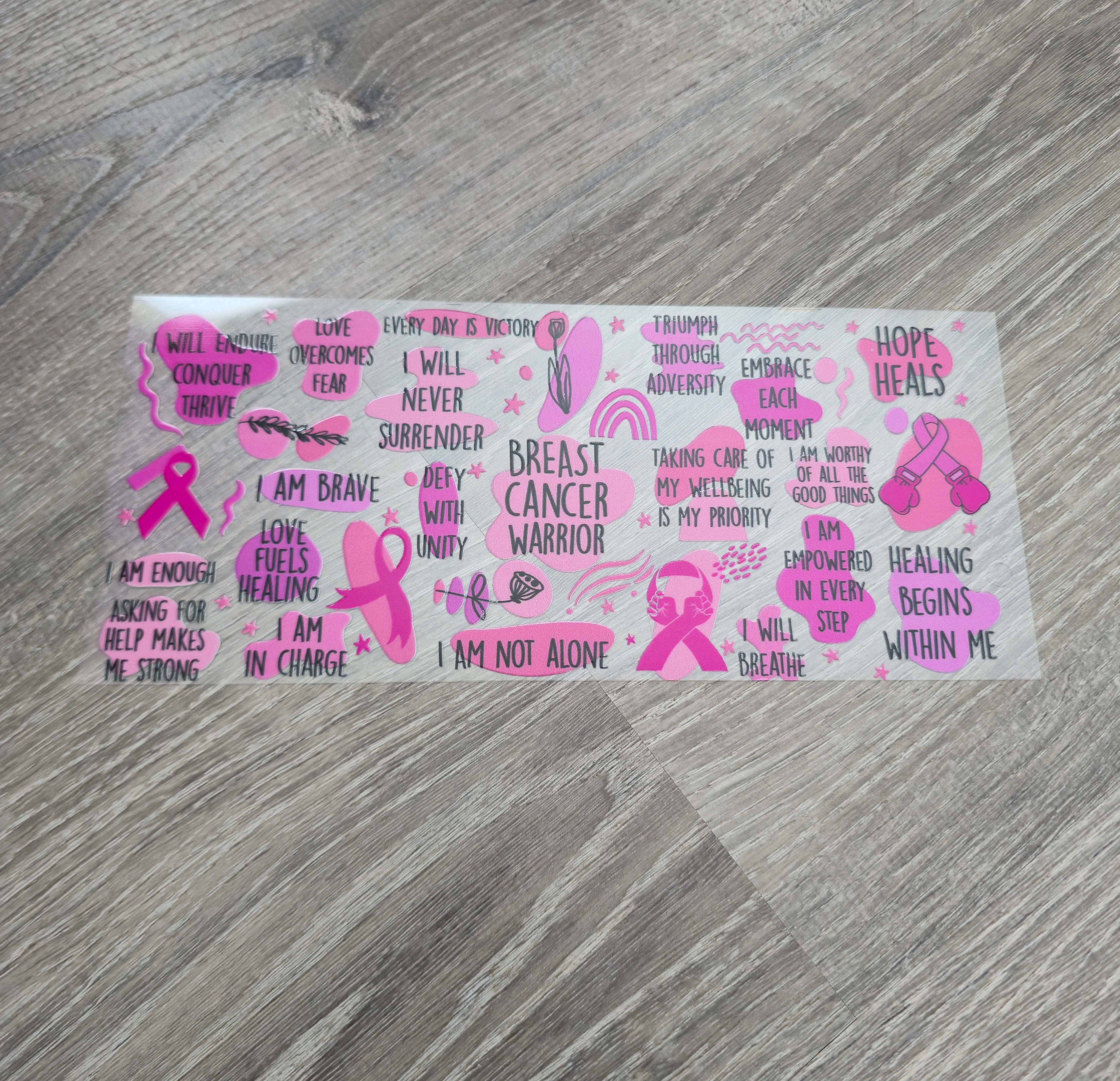 Breast Cancer Warrior Affirmations UVDTF Cup Wrap