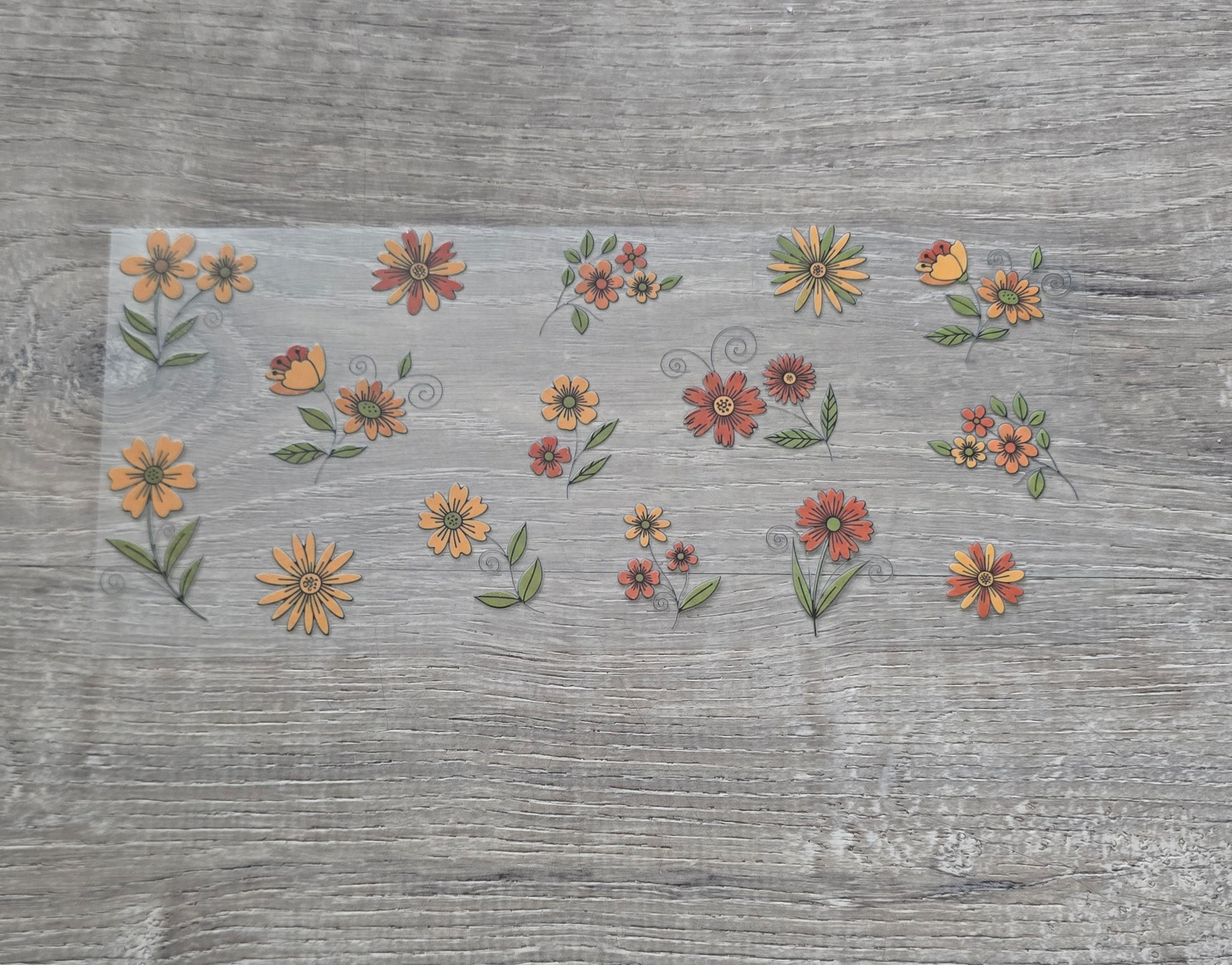 Orange and Yellow Floral UVDTF Cup Wrap