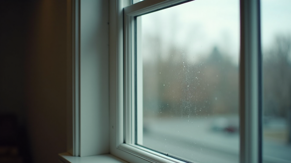 Close-up view of double-glazed window with low-E coating