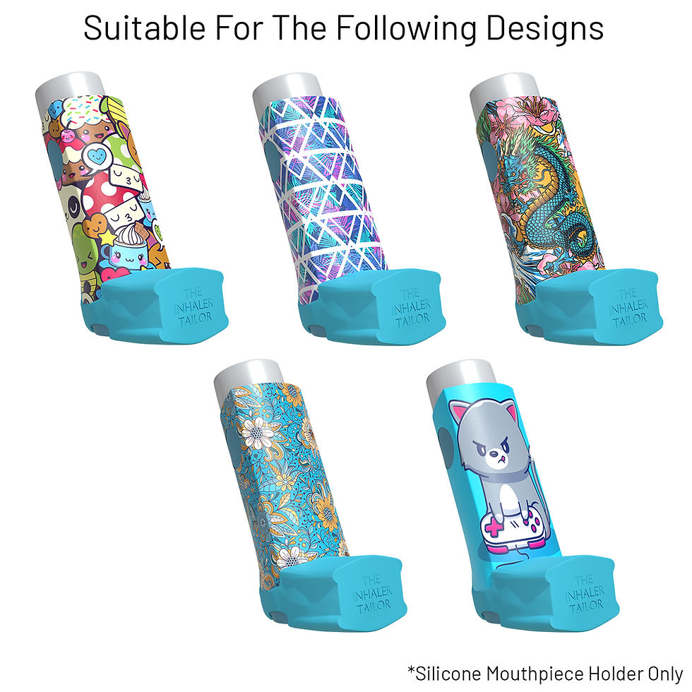 Thumbnail: The Inhaler Tailor Pale Blue Silicone Mouthpiece Cap Cover for asthma, COPD, salbutamol, asthma inhaler, Ventolin, wheezy