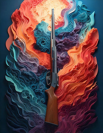 Firefly mystery play with double barrel shotgun abstract and colourful 93296.jpg