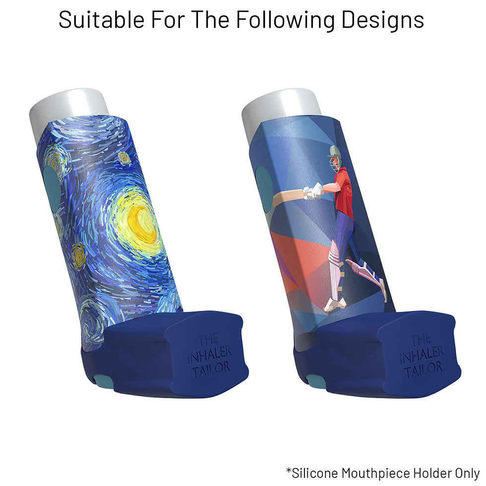 Thumbnail: The Inhaler Tailor Dark Blue Silicone Mouthpiece Cap Cover for asthma, COPD, salbutamol, asthma inhaler, Ventolin, wheezy