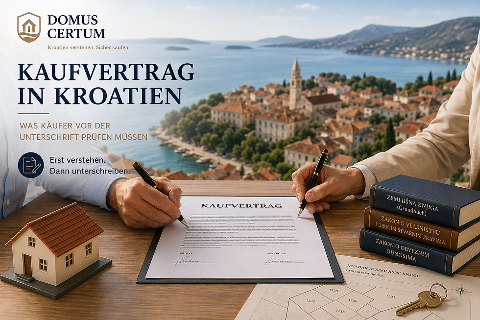 Kaufvertrag beim Immobilienkauf in Kroatien vor der Unterschrift prüfen