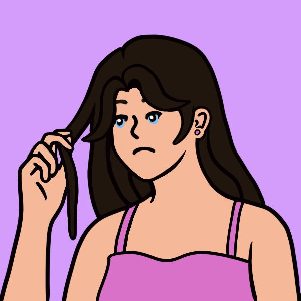 A women unhappy because she is losing her hair.