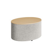 Tay Oval 21" × 28" × 14"H – low-profile larger oval ottoman table, laminate top.