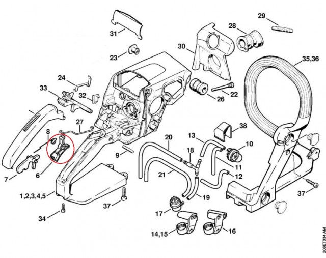 Miniatură: Buton acceleratie drujba Stihl MS 210, MS 230, MS 250, 021, 023, 025