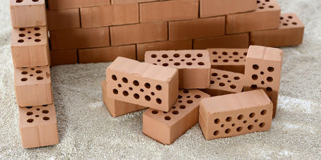 Construction site brick building work