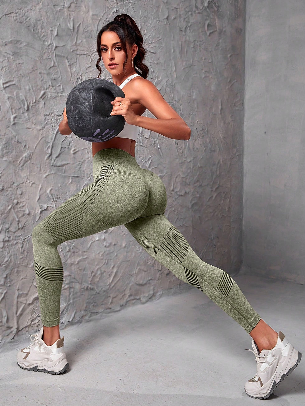 Thumbnail: Sexy Hot Women Gym Sport Yoga Slim Striped High Waist Leggings