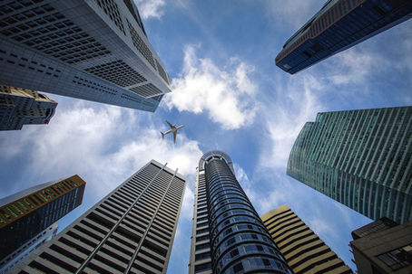 Modern city skyscrapers financial district