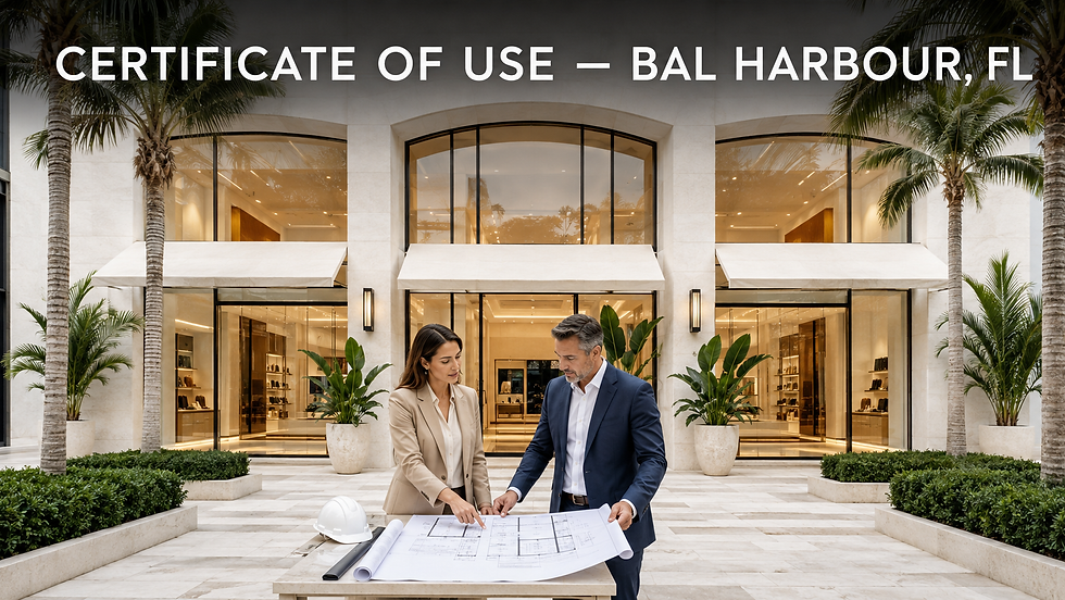 Certificate of Use review for a retail store in Bal Harbour, Florida