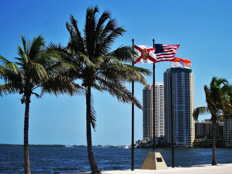 Miami Florida flags skyscraper architecture