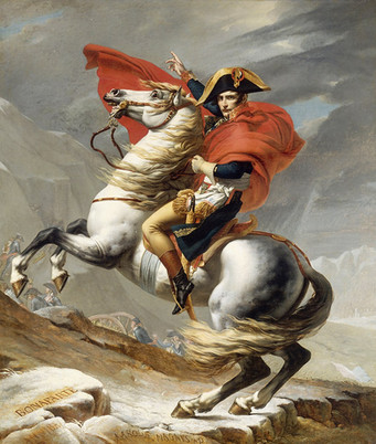 Neoclassical equestrian portrait — Napoleon crossing the Alps