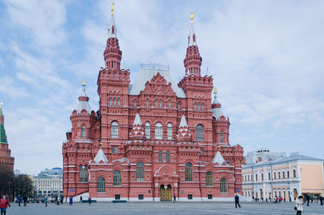 Historical Museum Moscow at Red Square, landmark structural architecture and historic building