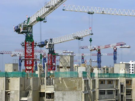 Construction site crane building